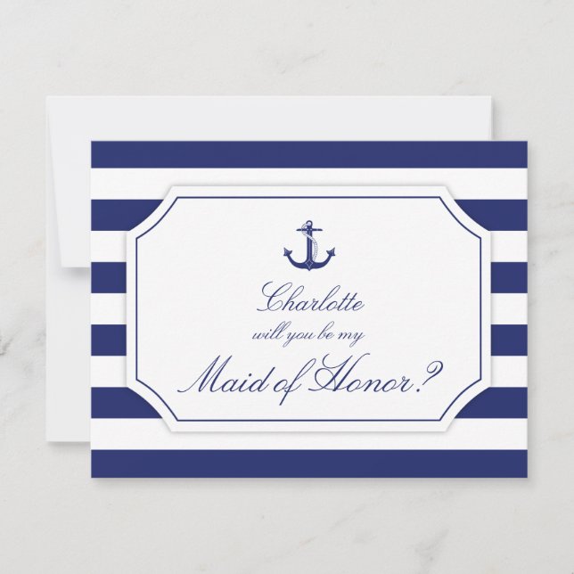 Kommer du att bli min Maid of honor Nautical Ancho Inbjudningar (Framsida)