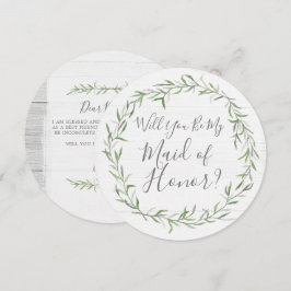 Kommer du att bli min Maid of honor Rustic Wood &  Inbjudningar