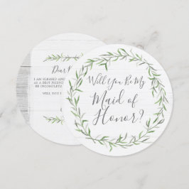 Kommer du att bli min Maid of honor Rustic Wood & Inbjudningar