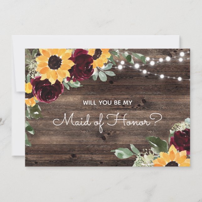 Kommer du att bli min Maid of honor solrosguv? Inbjudningar (Framsida)