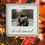 Kommer du att bli min minimalistiska foto Modern Julgransprydnad Metall<br><div class="desc">Modern,  enkel,  minimal Bridesmaid frieri ornament med anpassningsbar foto.</div>