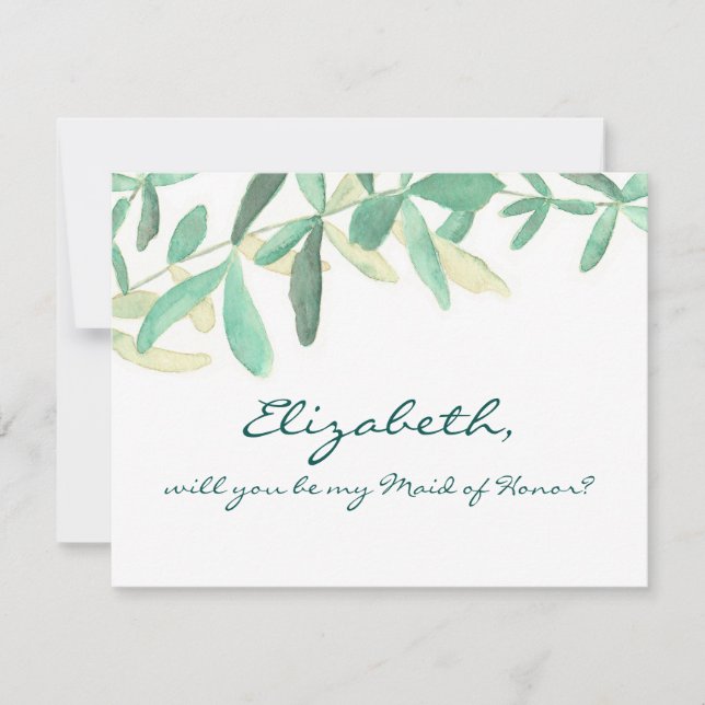 Kommer du att bli min moderna botaniska Maid of ho Inbjudningar (Framsida)