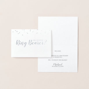Kommer du att bli min Ring-bönare? Confetti Silver Folierat Kort