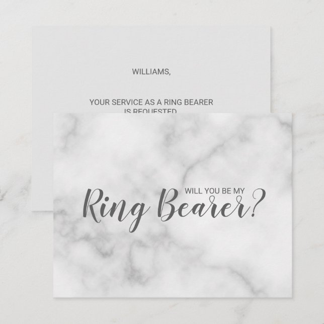 Kommer du att bli min Ring-bönare? Elegant Marble  Inbjudningar (Fram/baksida)