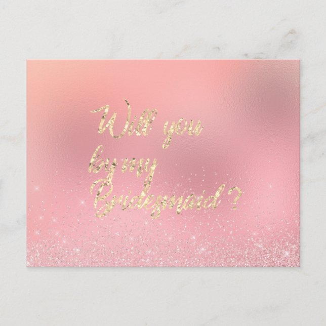 Kommer du att bli min Ro Rosa Guld Spark? Inbjudan Vykort (Framsida)