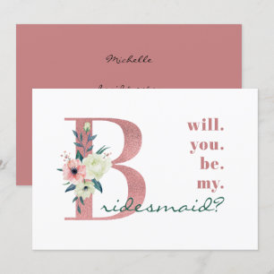 Kommer du att bli min Rosa Blommigt Brev? Inbjudningar