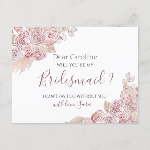 Kommer du att bli min Rosa Blommigt för Bridesman Vykort