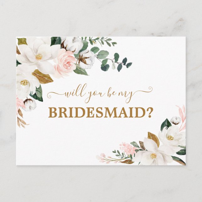 Kommer du att bli min  Rosa Blommigt Guld? Vykort (Framsida)
