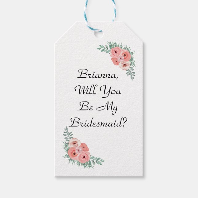 Kommer du att bli min Rosa Blommigt? Presentetikett (Framsidan)