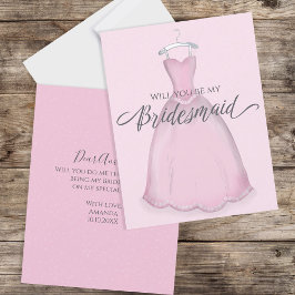 Kommer du att bli min Rosa Dress i Bridesmaid Bröl Kort
