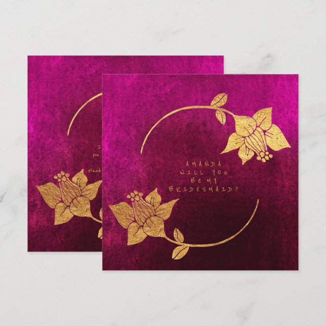 Kommer du att bli min Rosa Fuchsia Velvet? Inbjudningar (Fram/baksida)