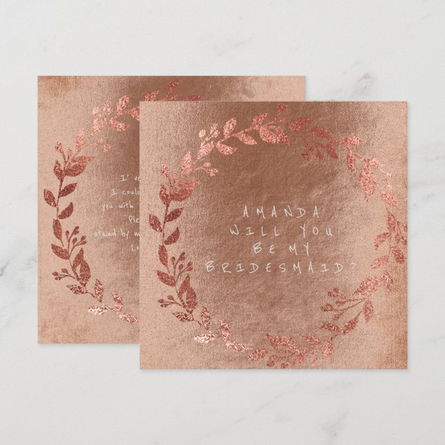 Kommer du att bli min Rosa Guld Champaign? Inbjudningar (Fram/baksida)