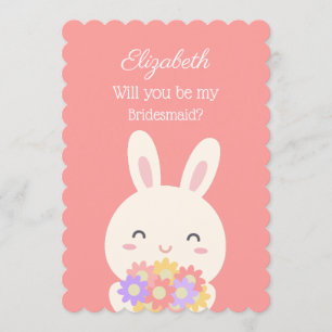 Kommer du att bli min Rosa i Bridesmaid Cute Bunny Inbjudningar