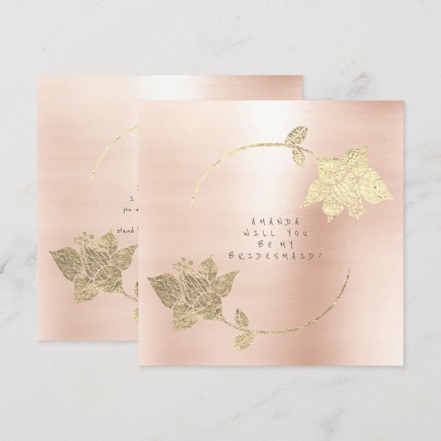Kommer du att bli min Rosa i Bridesmaid  Ro Guld Inbjudningar (Fram/baksida)