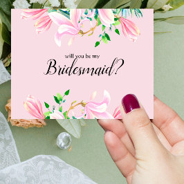 Kommer du att bli min Rosa Magnolia Watercolor? Inbjudningar