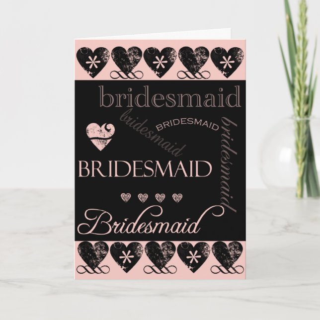 Kommer du att bli min Rosa och svart bridessa? Inbjudan (Framsida)