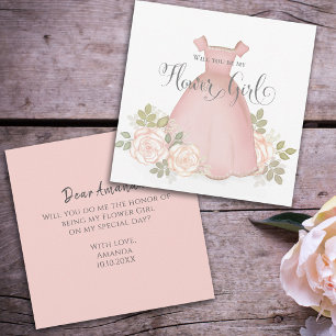 Kommer du att bli min Söt i Flower Girl Watercolo Kort