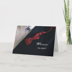 Kommer du att bli min vaktinbjudan med Red Tie Tux Kort