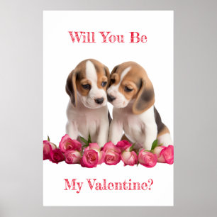 Kommer du att bli min Valentine Beagles som slänge Poster