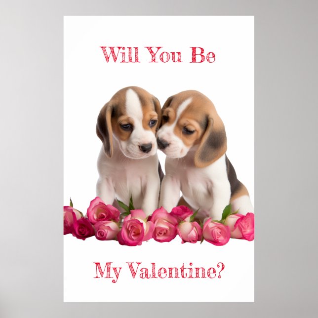Kommer du att bli min Valentine Beagles som slänge Poster (Framsidan)