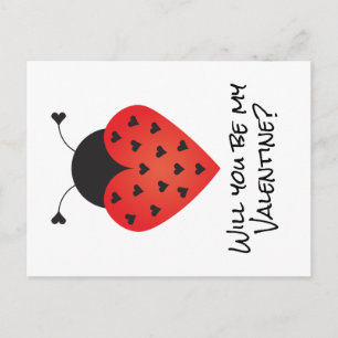 Kommer du att bli min Valentine Ladybug Heart Red Vykort