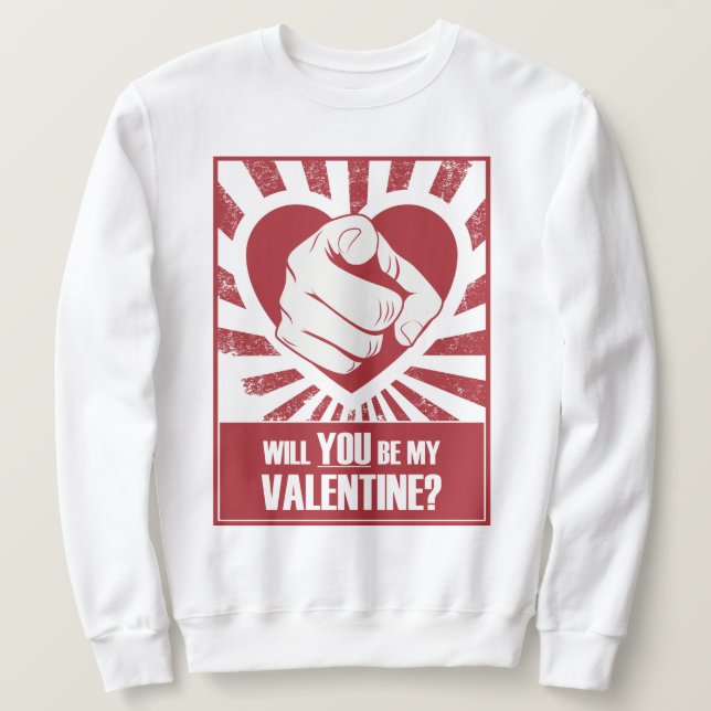 Kommer du att bli min Valentine? Lång Ärmad Tröja (Design framsida)