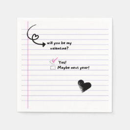 Kommer du att bli min Valentine Note Napkins? Pappersservett