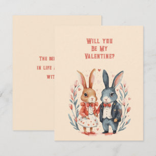 Kommer du att bli min Valentine Rabbit Couple Anteckningskort