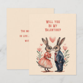 Kommer du att bli min Valentine Rabbit Couple Anteckningskort
