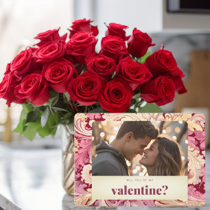Kommer du att bli min Valentine Romantic Photo Val Julkort