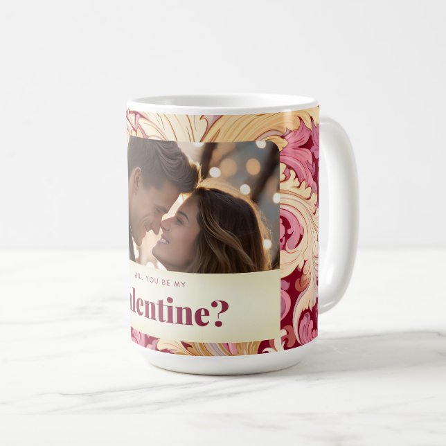 Kommer du att bli min Valentine Romantic Photo Val Kaffemugg (Framsida höger)
