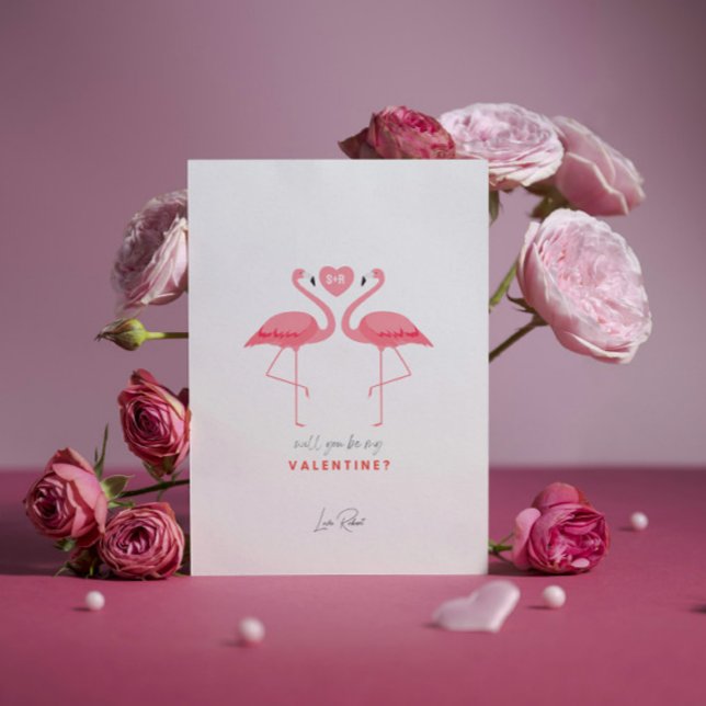 Kommer du att bli min Valentine, Rosa White Flamin Inbjudningar (Skapare uppladdad)