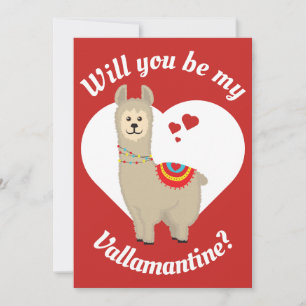 "Kommer du att bli min Vallamantine?" Llama Valent Julkort