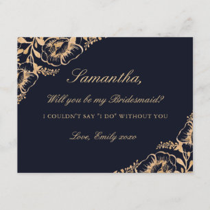 Kommer du att bli min Vintage Guld-Blommigt? Inbjudningar