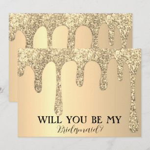 Kommer du att bli mina bridesaid Guld Glitter-driv Spara Datumet
