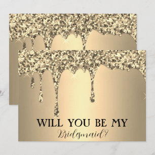Kommer du att bli mina bridesaid Guld Glitter-driv Spara Datumet