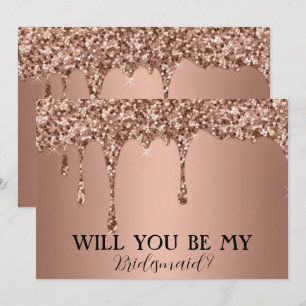 Kommer du att bli mina bridesaid Ro Guld Glitter-d Spara Datumet