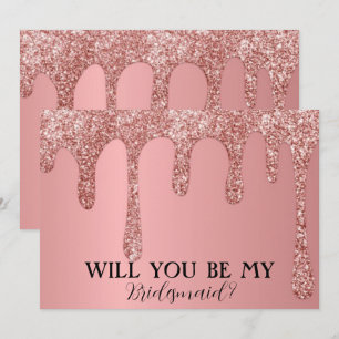 Kommer du att bli mina bridesaid Ro Rosa Glitter-d Spara Datumet