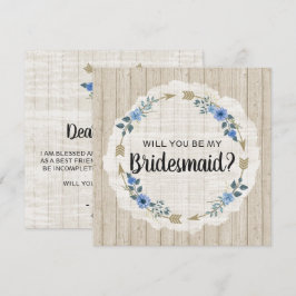 Kommer du att bli mina Bridesmaid Rustic Boho Arro Inbjudningar