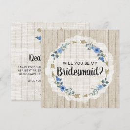 Kommer du att bli mina Bridesmaid Rustic Boho Arro Inbjudningar