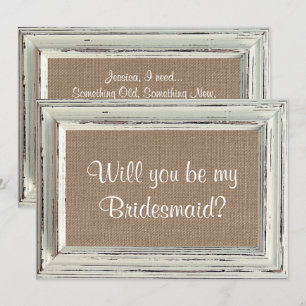 Kommer du att bli mina bridesmedalkort Rustic Whit Inbjudningar