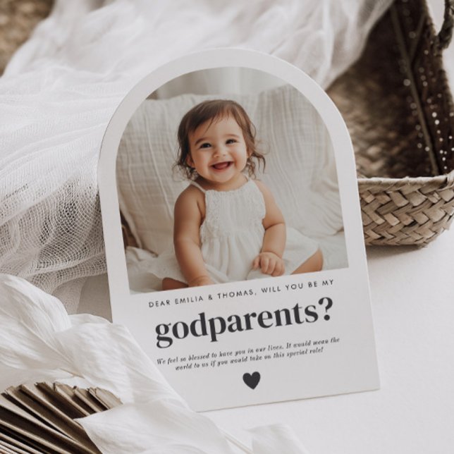 Kommer du att bli mina Godföräldrar Arch Photo Fri Inbjudningar (Zazzle Will You Be My Godparents Arch Photo Proposal Invitation)