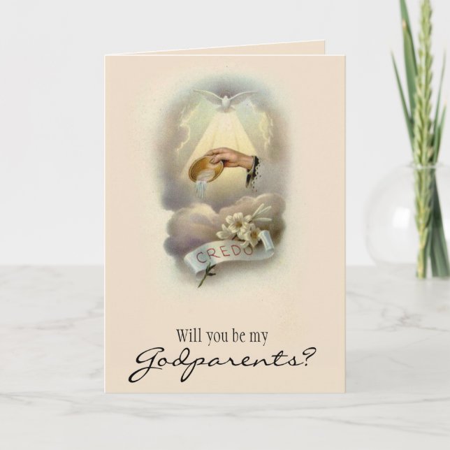 Kommer du att bli mina Godföräldrar Frieri Baptism Inbjudan (Framsida)