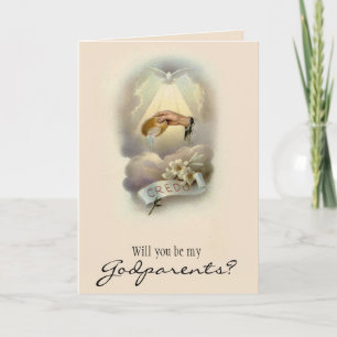 Kommer du att bli mina Godföräldrar Frieri Baptism Inbjudan