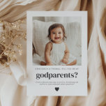Kommer du att bli mina gudföräldrar Foto Frieri? Inbjudningar<br><div class="desc">Tittar du för ett sött och meningsfullt sätt att be en älskad att vara dina baby gudföräldrar? Detta moderna, minimalistiska kort är perfektens väg att gå! Oavsett om du frågar en familjemedlem eller nära vänner, hjälper den här mallen dig att skapa ett hjärtligt ögonblick som de kommer att uppskatta för...</div>