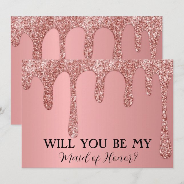 Kommer du att bli mina Rosa Guld Gnistra Glitter-d Spara Datumet (Fram/baksida)