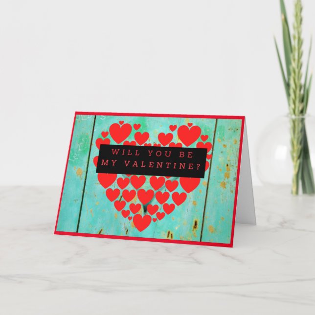 Kommer du att bli Mine Valentine Red Heart Valenti Kort (Framsida)