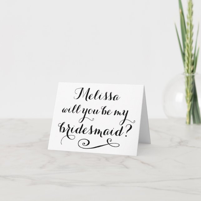 Kommer du att bli mitt Bridesmaid BLACK Typography Inbjudan (Framsida)
