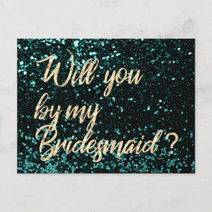 Kommer du att bli mitt bridesmaid Cali Grönt Guld Inbjudan Vykort