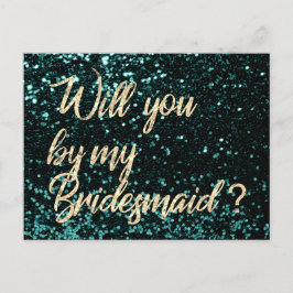 Kommer du att bli mitt bridesmaid Cali Grönt Guld  Inbjudan Vykort